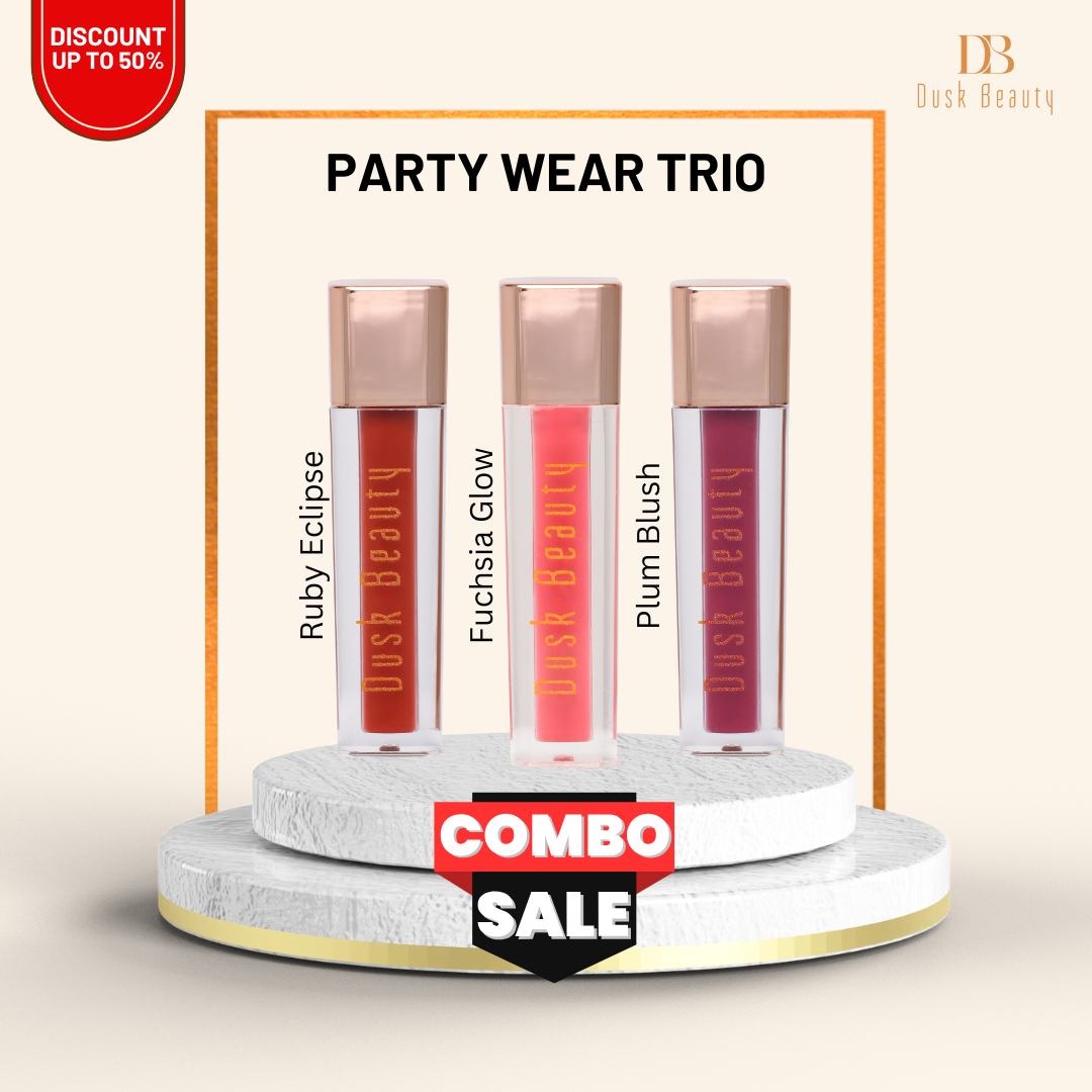 Dusk Beauty | Party Wear Trio | Transfer-Proof Liquid Lipstick for Dusky Skin