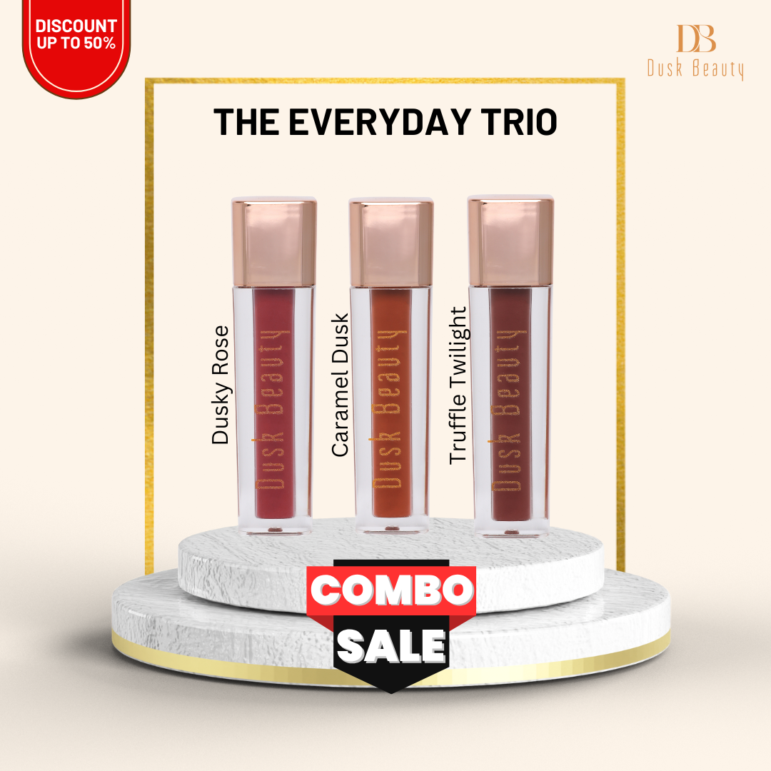 Dusk Beauty | Everyday Trio Combo | Transfer-Proof Liquid Lipstick for Dusky Skin