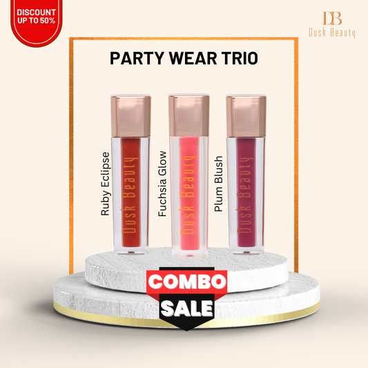 Dusk Beauty | Party Wear Trio | Transfer-Proof Liquid Lipstick for Dusky Skin