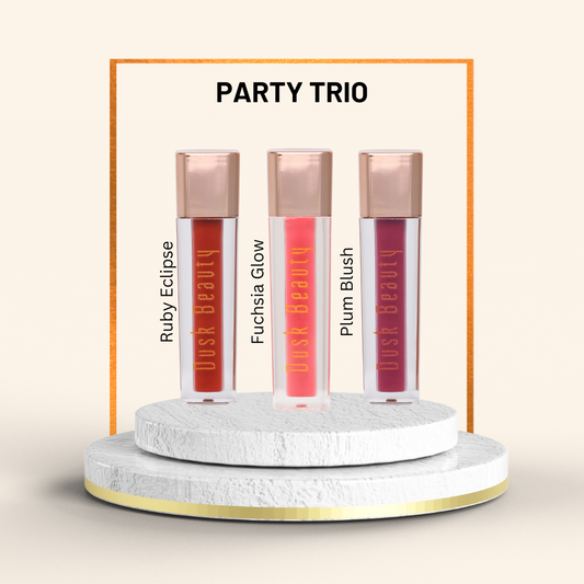 Dusk Beauty | Party Wear Trio | Transfer-Proof Liquid Lipstick for Dusky Skin